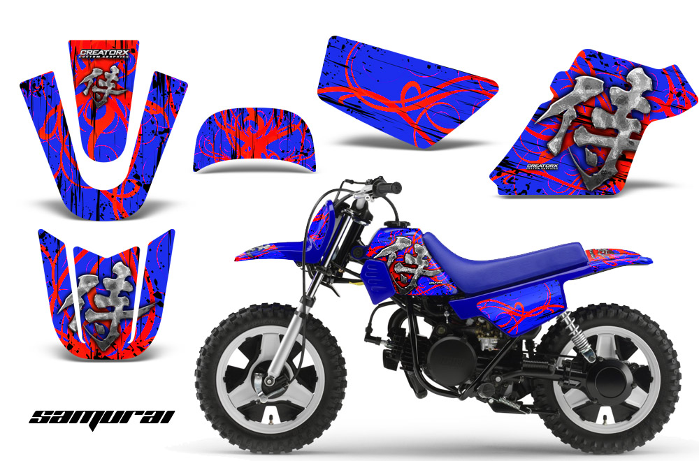 Yamaha PW 50 Graphics Kit Samurai Red Blue BLB